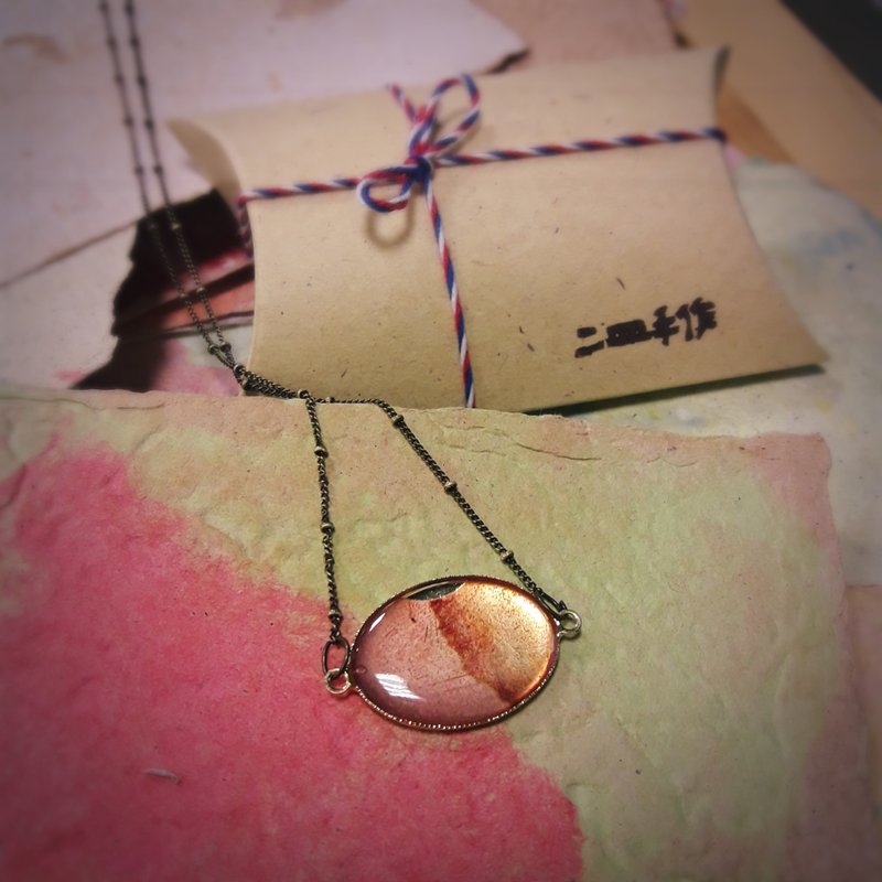 手工纸长链<干燥玫瑰渐层> - 项链 - 纸 红色