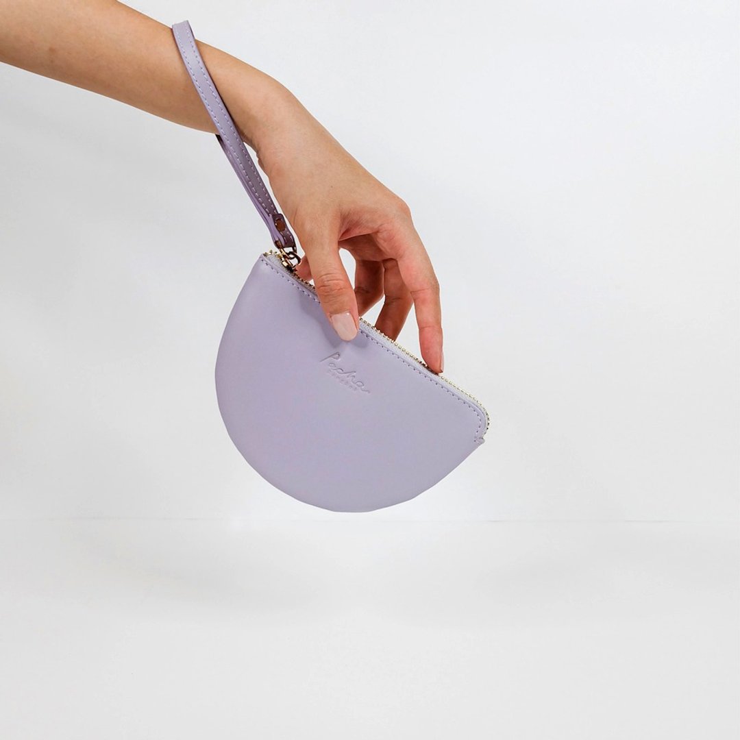 Half Moon, Leather wristlet in Lilac - 皮夹/钱包 - 真皮 紫色