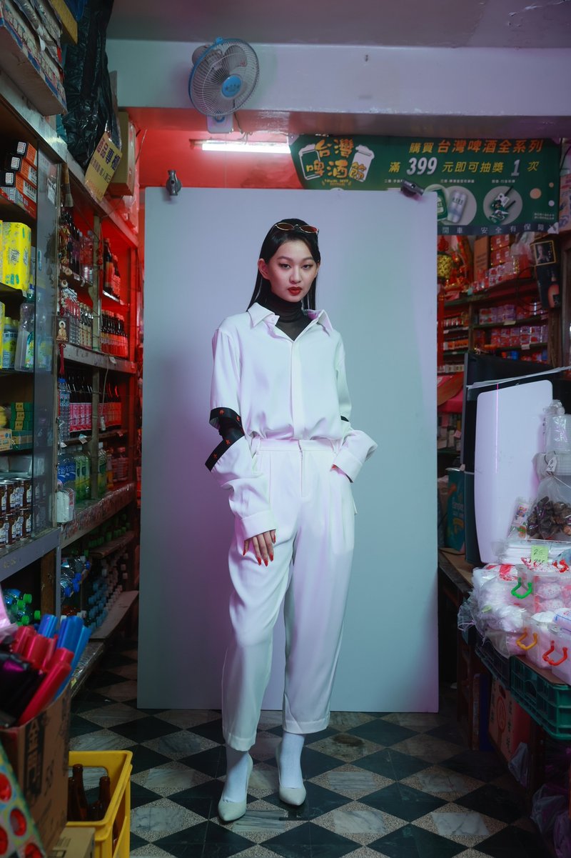 手肘后背解构衬衫 - 女装衬衫 - 聚酯纤维 白色