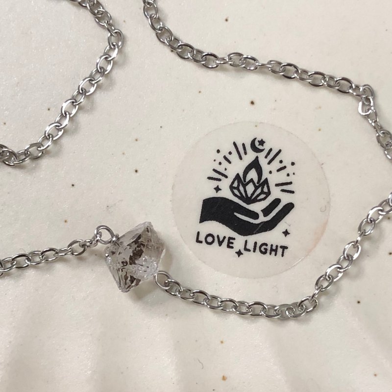单颗闪灵钻颈链 不锈钢锁骨链 纯净 净化 - 项链 - 不锈钢 白色