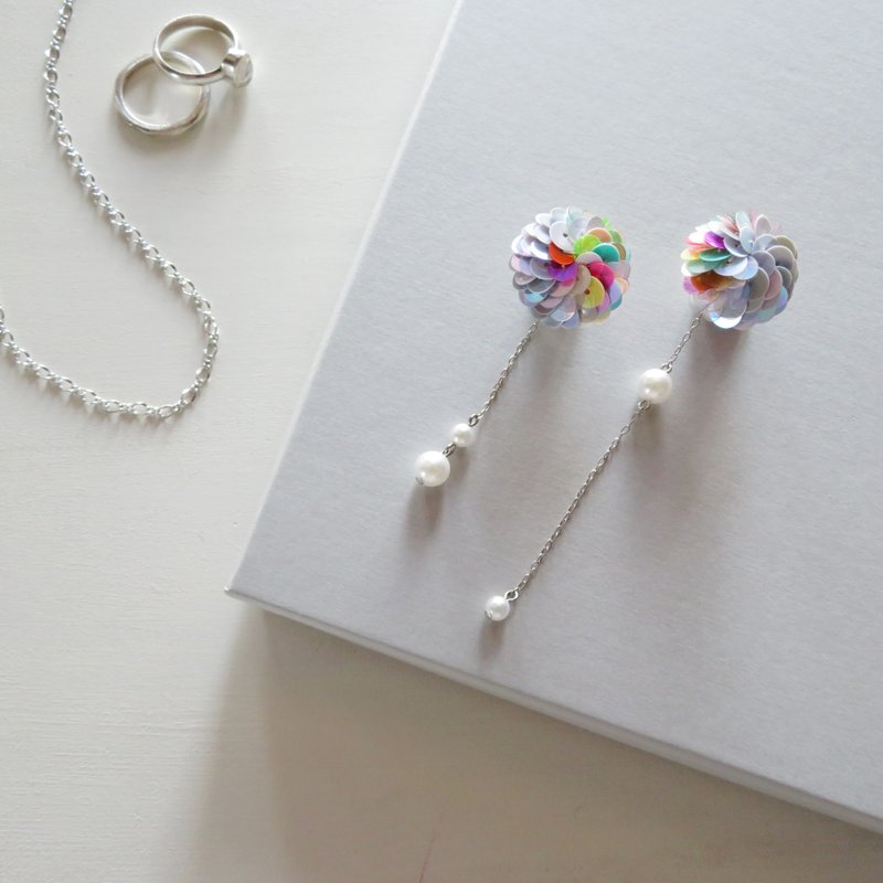 ART Petit Sequin Earrings GR - 耳环/耳夹 - 其他材质 多色