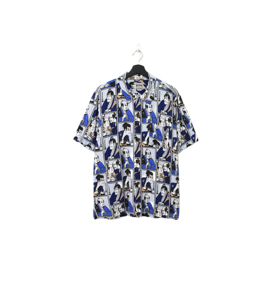Back to Green- 袖花衬衫 棉质 浮世绘  sf-09vintage shirt - 男装衬衫 - 棉 