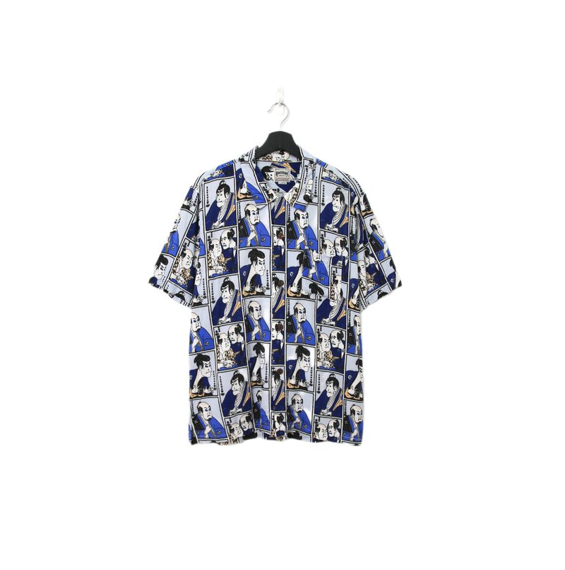 Back to Green- 袖花衬衫 棉质 浮世绘  sf-09vintage shirt - 男装衬衫 - 棉．麻 