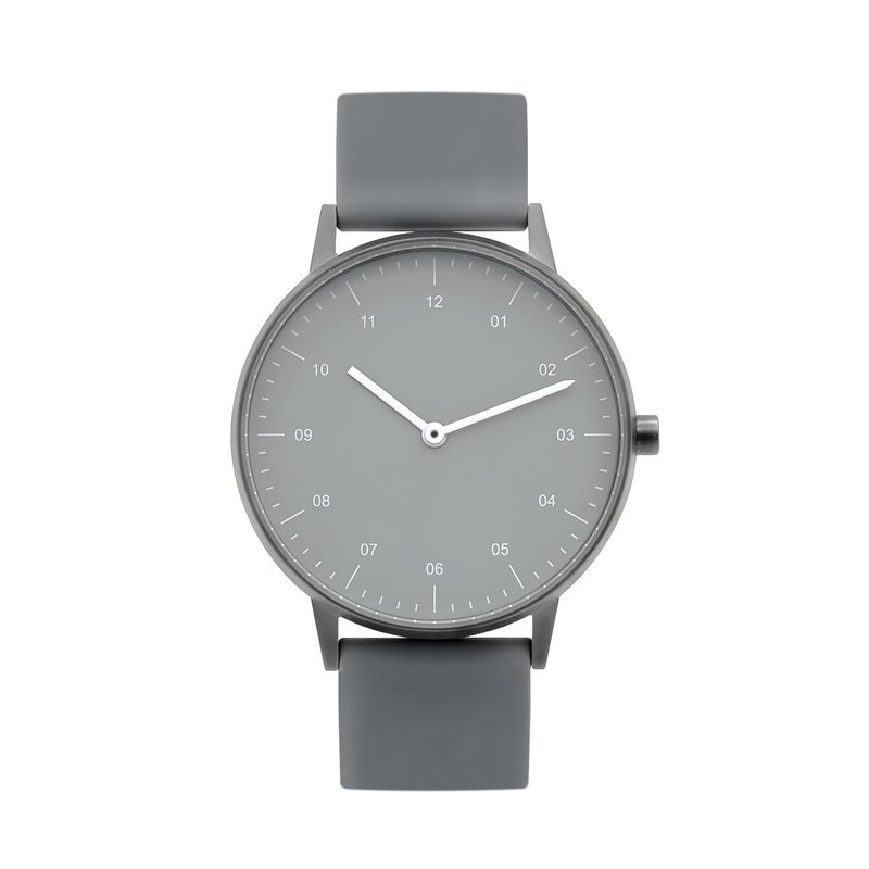 B40系列 磨砂枪黑色表壳 石岩灰表盘 搭配深灰色硅胶表带 - 男表/中性表 - 不锈钢 灰色