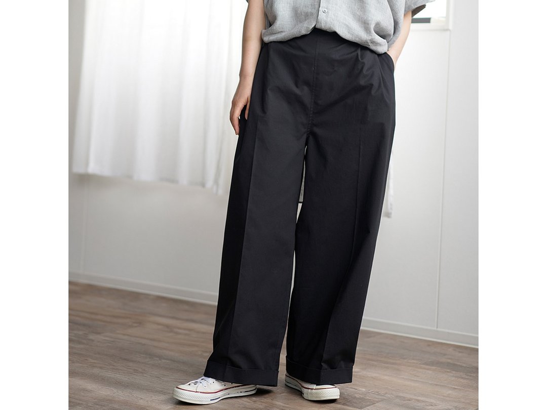 wafu --Flax 褲子 Wide-leg Linen Pants / Black b018h-bck1 - 男士长裤 - 棉．麻 黑色