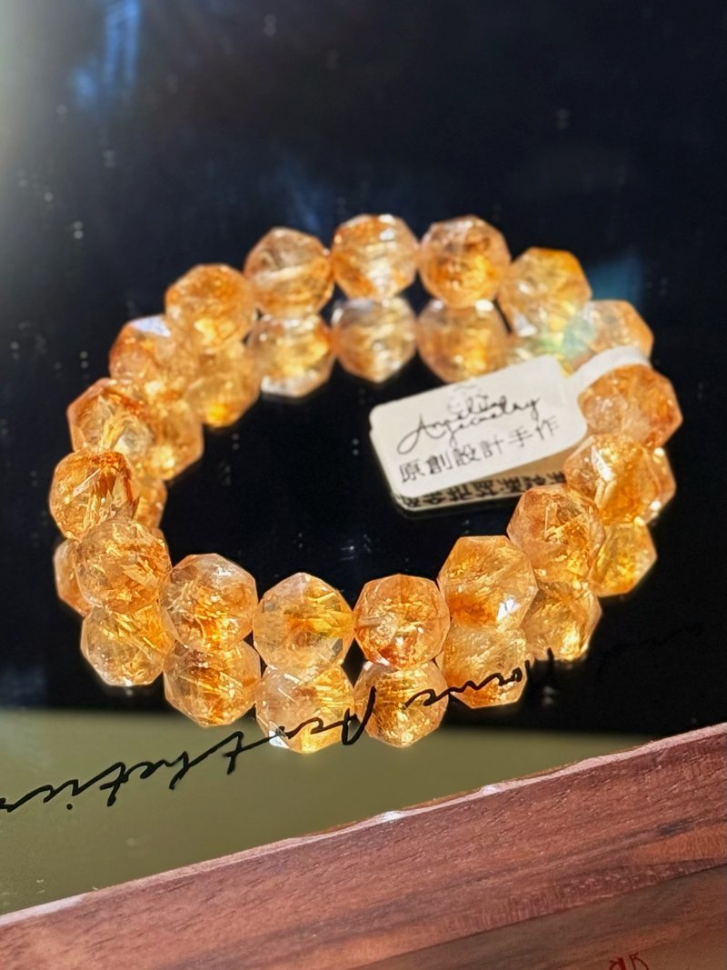 弥雅手作丨做自己的大女主丨天然璀璨钻石切割黄水晶手串原创设计 - 手链/手环 - 水晶 黄色