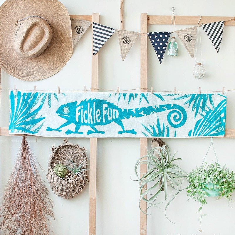 我就是善变 Fickle Fun  蓝绿变色龙 限量纯棉缇花运动毛巾 - 毛巾浴巾 - 棉．麻 绿色