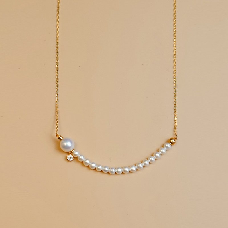 微笑系列主打设计款微笑项链 18K金 真钻镶嵌 akoya海水珍珠 - 项链 - 贵金属 黄色