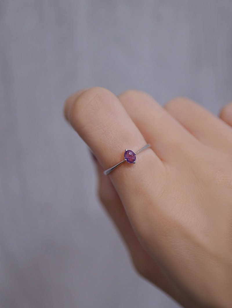 紫色刚玉k金细戒 - 戒指 - 半宝石 紫色
