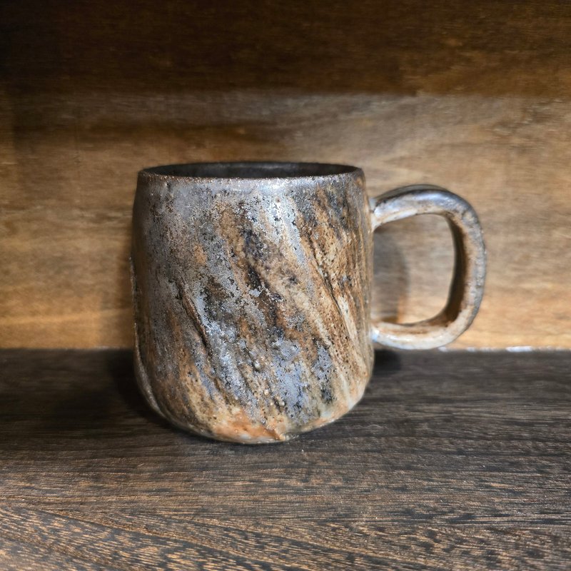 柴烧陶马克杯 / 咖啡杯 / 志野釉 - 咖啡杯/马克杯 - 陶 黑色