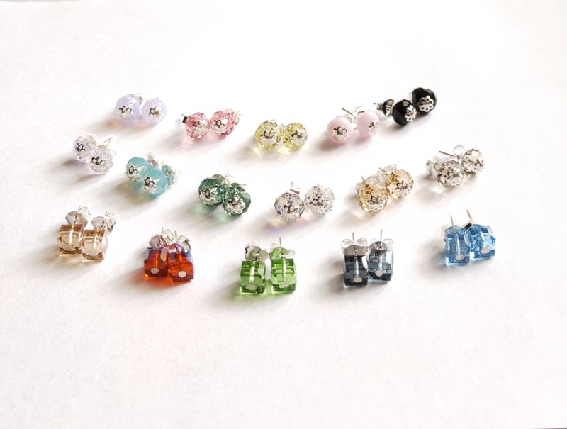 我是设计 9EC07 施华洛世奇水晶925纯银针式耳环 - 耳环/耳夹 - 水晶 