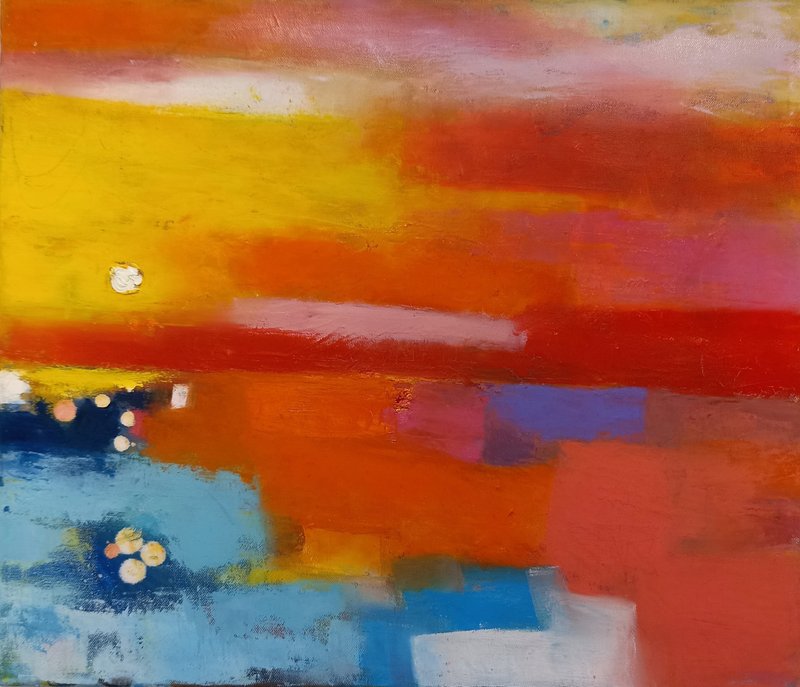 高素宽油画创作原作      那幸福的海洋 - 海报/装饰画/版画 - 其他材质 粉红色