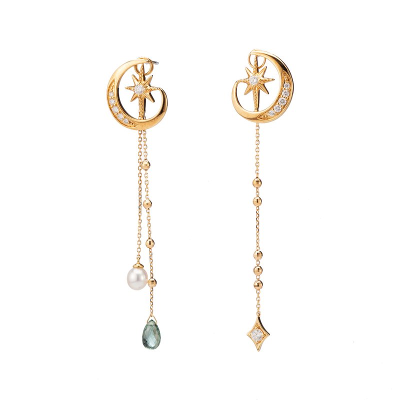 圣诞节SPECIAL EDITION - 18K 星月耳环套组 - 耳环/耳夹 - 贵金属 金色