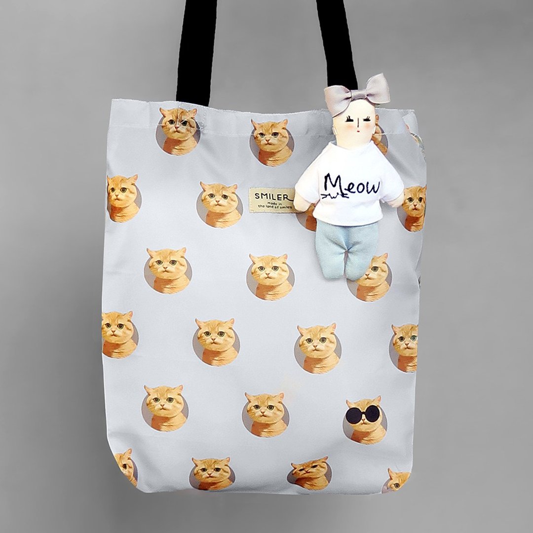 【Ms. Carrie - Grey Cat】ECO BAG x BAG CHARM - 吊饰 - 棉 灰色