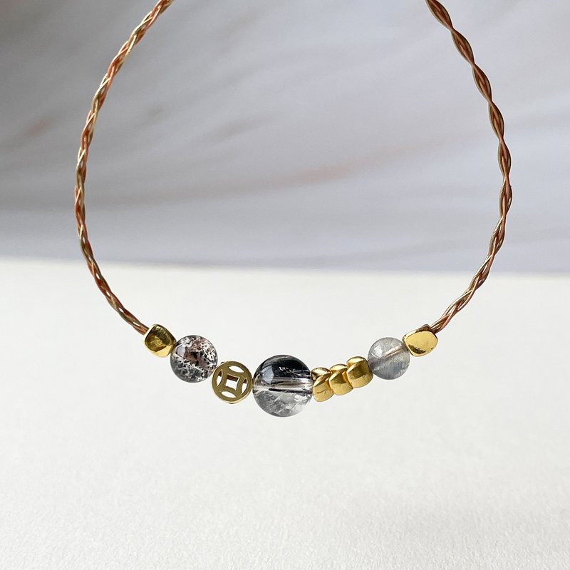 稳定丰收·能量守绳|日本不锈钢钢线编织手链|粗黑发晶手链 A52 - 手链/手环 - 水晶 多色