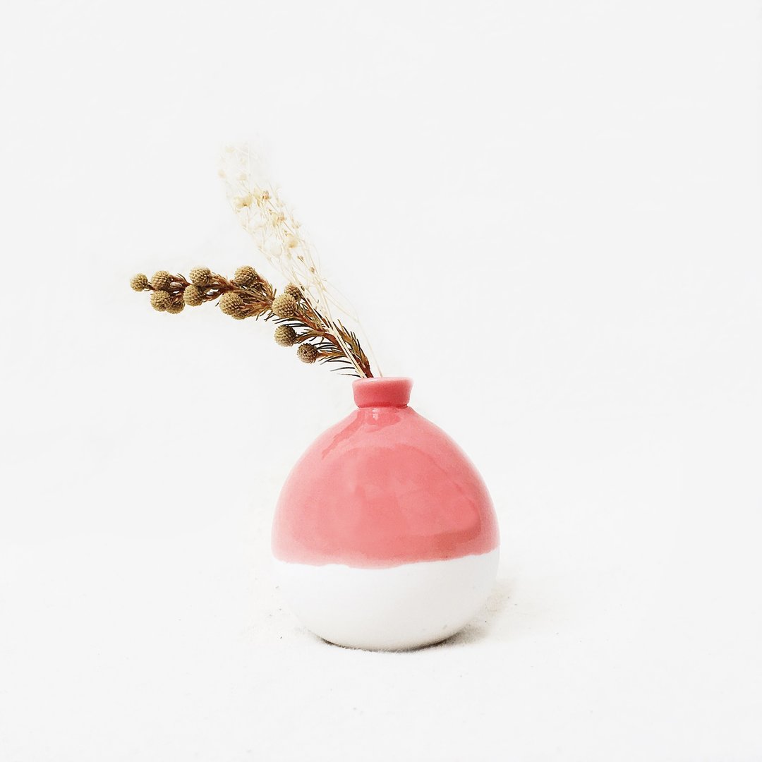 手工陶瓷迷你花器 － Coral Red - 花瓶/陶器 - 瓷 红色