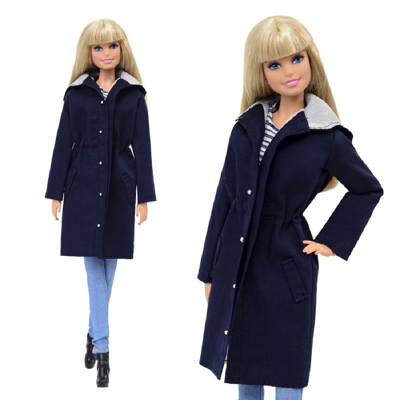 ELENPRIV navy parka fashion outfit Barbie doll 30cm 11 1/2 in Poppy Parker MTM - 玩具/玩偶 - 聚酯纤维 蓝色