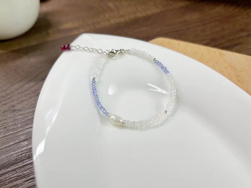 丹泉石 月光石 珍珠 925银 提升气质 恋人石 心想事成 增加智慧 - 手链/手环 - 水晶 