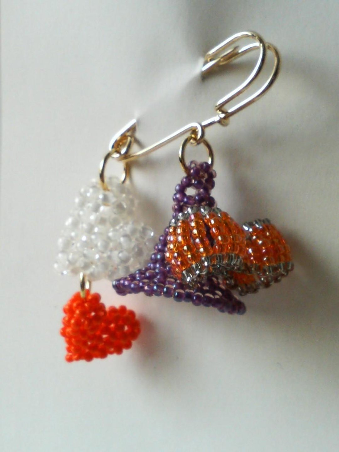 Twin Witch Brooch Purple Magic Cute Halloween Halloween Orange Tricorn Hat Pointed Hat Ribbon Heart Matching Twin Coordination Link Coordination - 胸针 - 玻璃 紫色