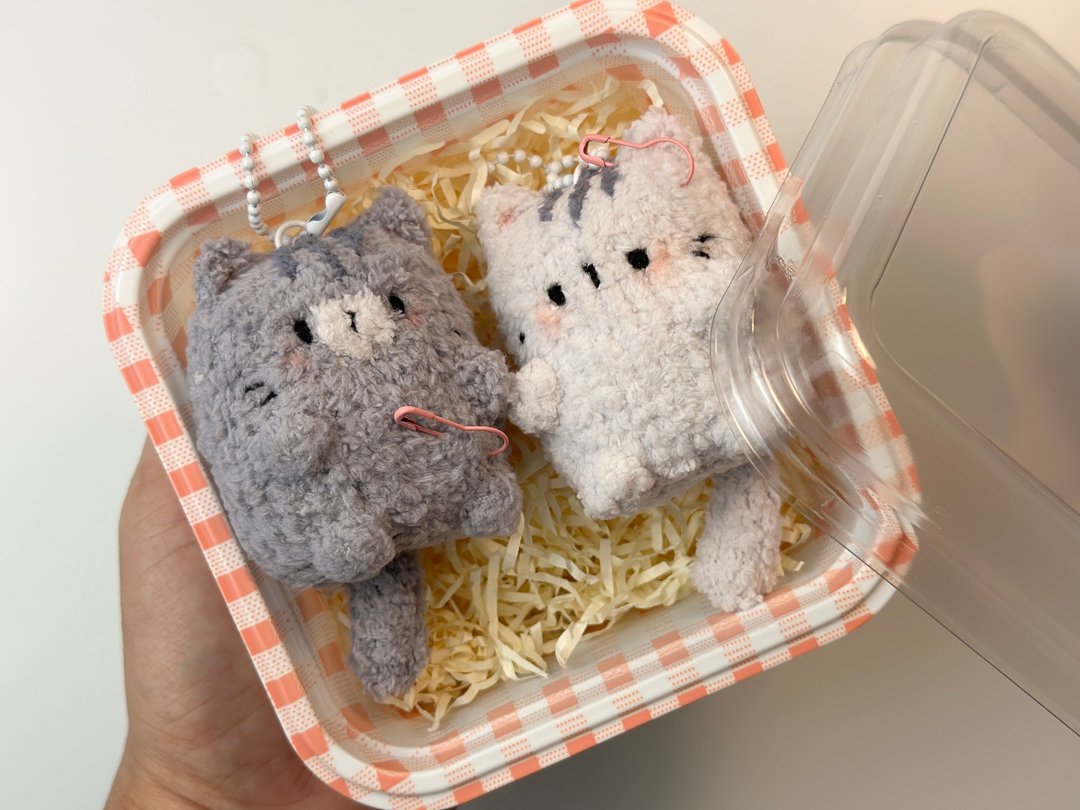 钥匙扣情侣猫手工钩针 - 玩偶/公仔 - 聚酯纤维 