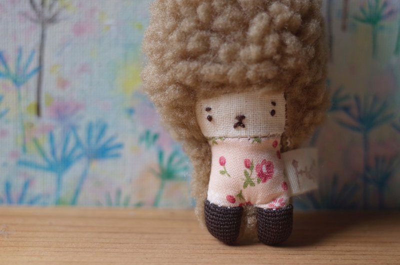 迷你小兔-咖啡发-粉粉樱桃-2018027 - 钥匙链/钥匙包 - 棉．麻 卡其色