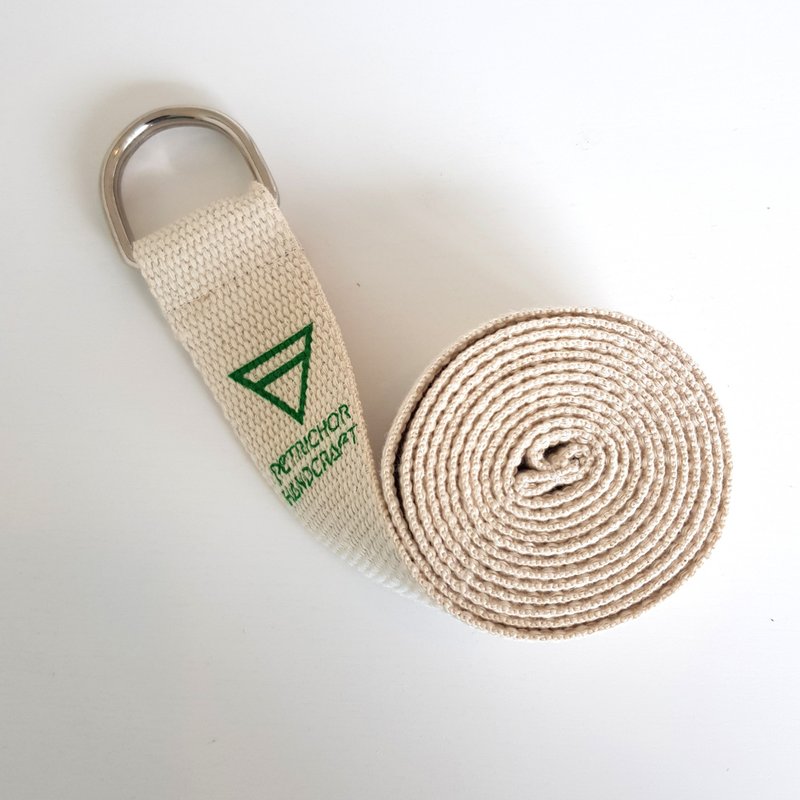 Cotton Yoga Strap for Stretching, Natural Cotton Yoga Belt Stretch Yoga Pilates - 运动/健身用品 - 棉．麻 白色