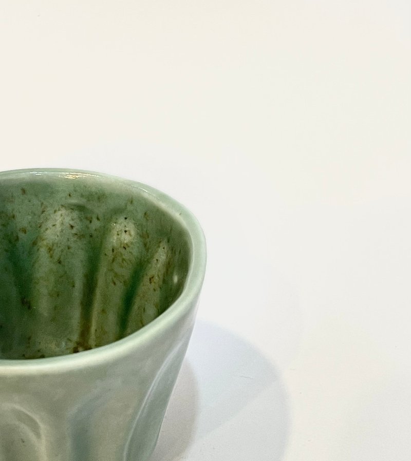 【物喜工作室】绿色釉药 迷你杯 - 花瓶/陶器 - 陶 绿色