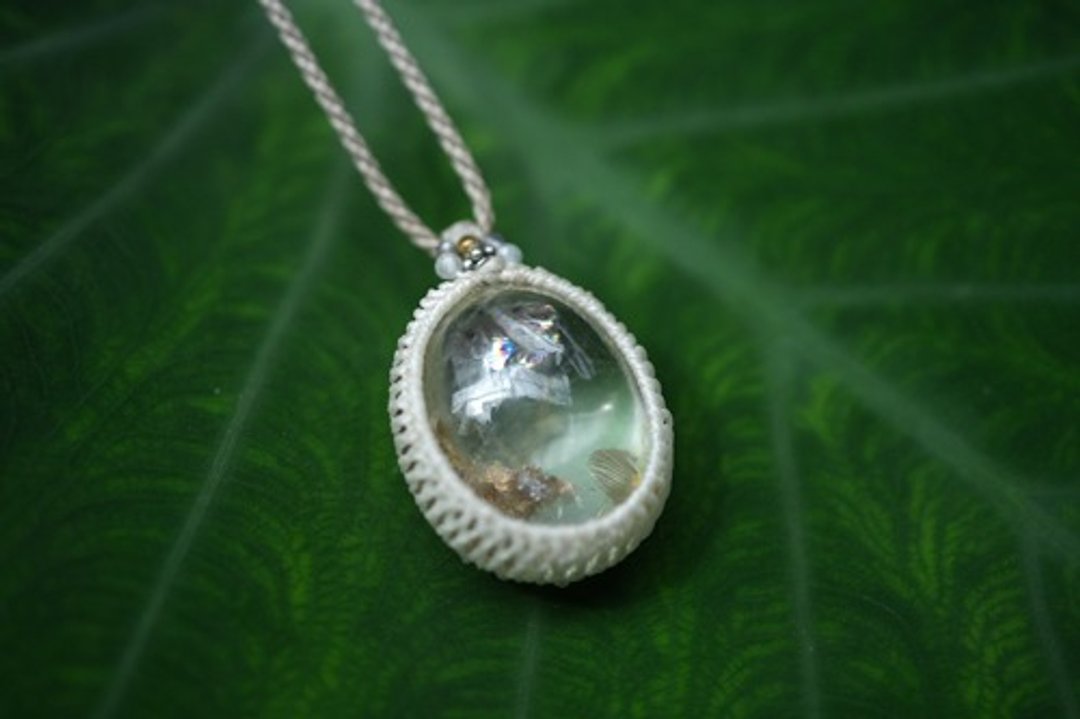 带彩虹的透明感★花园水晶（Garden Quartz）蜡绳编织项链 1690 - 项链 - 宝石 