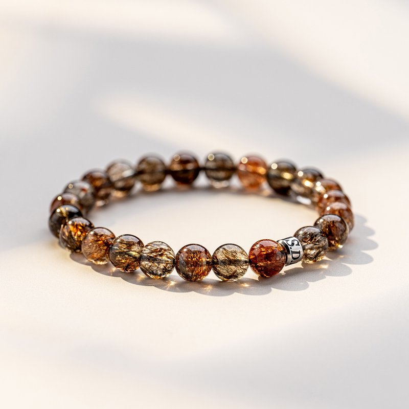 满矿黑金超 | 天然能量水晶手串 | 7.5-8.5mm  D11203 - 手链/手环 - 水晶 黑色