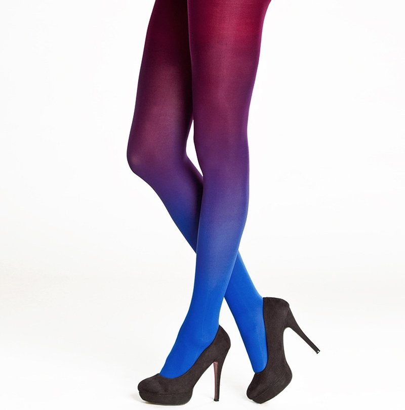 蓝酒红渐层裤袜 - 女装内搭/紧身裤 - 尼龙 蓝色