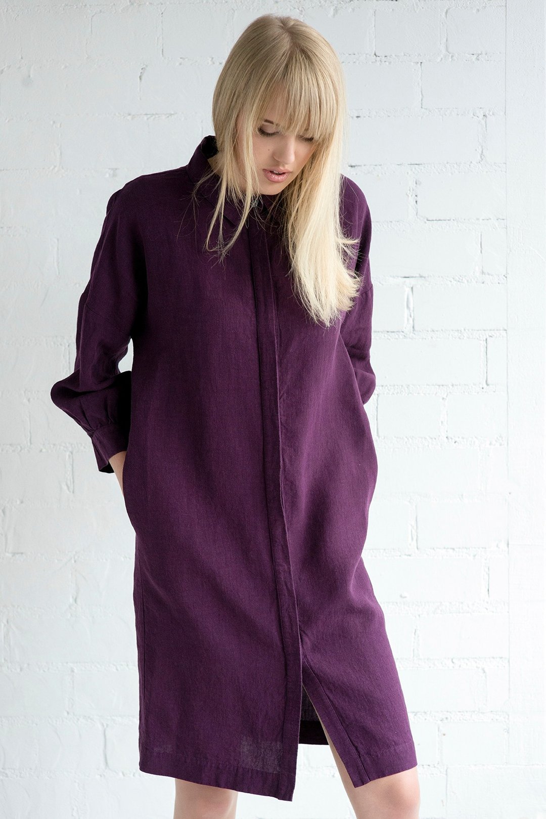 Linen Dress Motumo – 17S12 / Handmade linen summer dress - 洋装/连衣裙 - 亚麻 