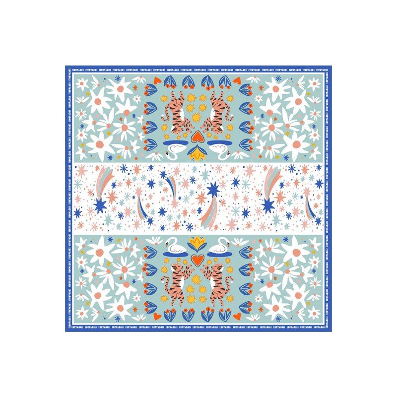::真丝100%silk披肩大方巾::110x110cm 雏菊郁金香天鹅 - 丝巾 - 丝．绢 多色