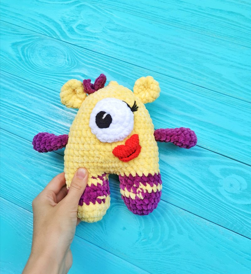 Yellow monster plush, Cute alien, gift for toddler, monster decor - 玩具/玩偶 - 其他材质 多色