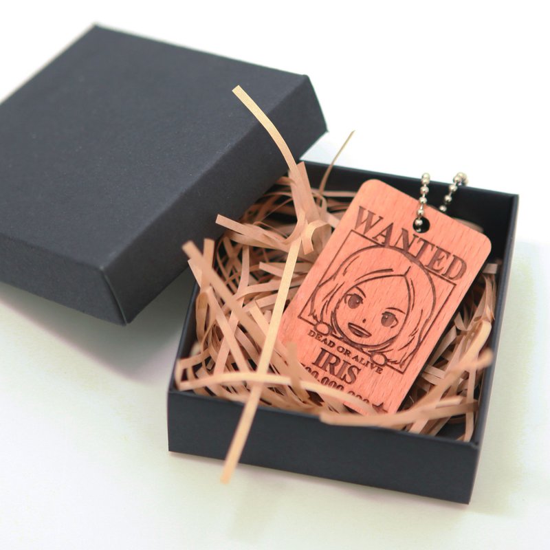 定制化通缉令钥匙圈-纪念日/情人礼物/结婚礼物/专属订制/交换礼 - 钥匙链/钥匙包 - 木头 卡其色