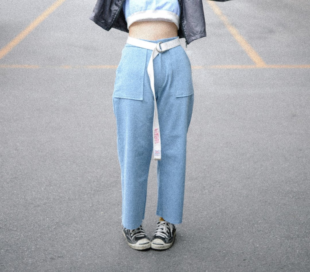 Basic pants Jean. - 女装长裤 - 棉 蓝色