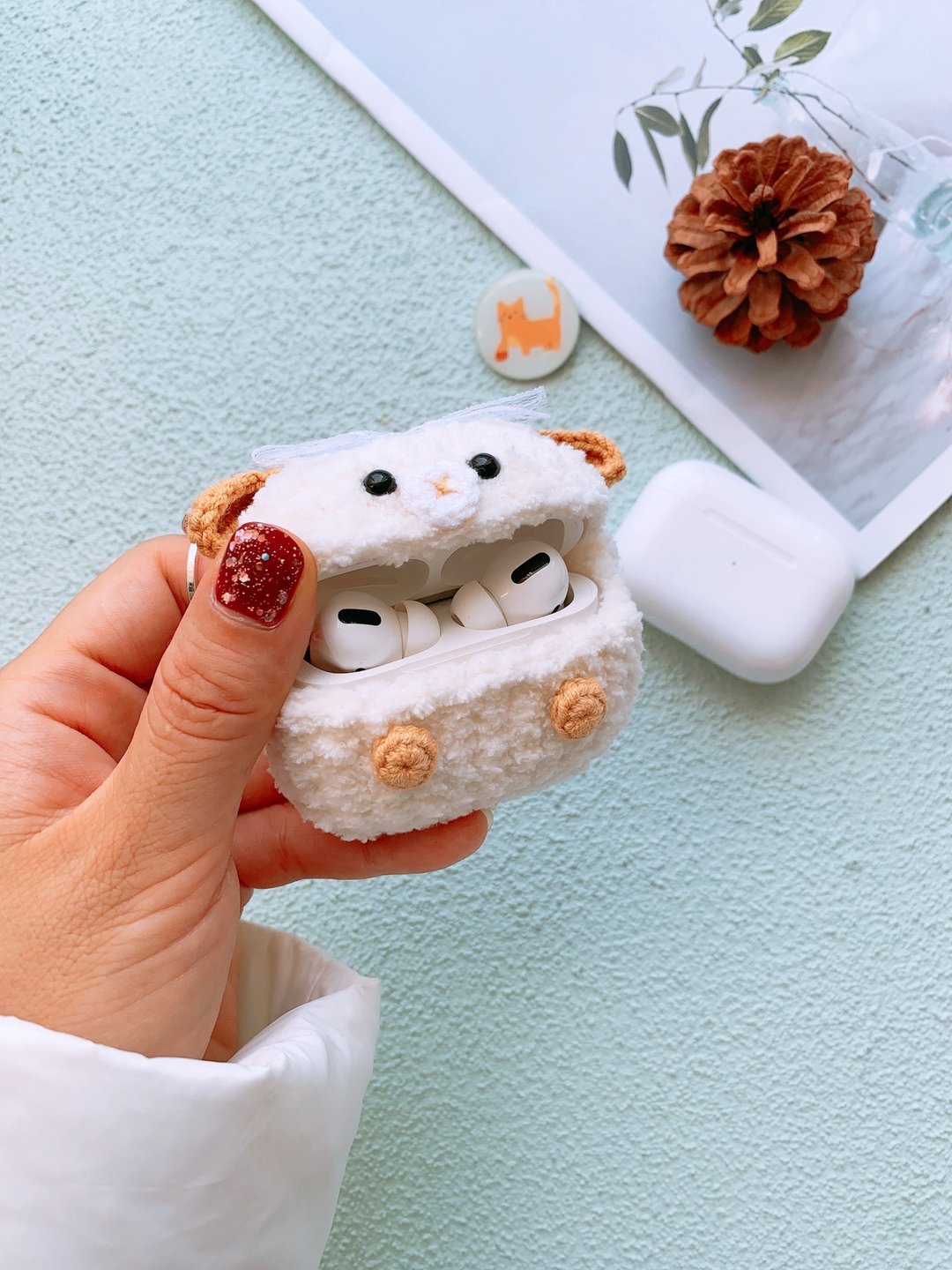 原创设计小羊耳机套钩织耳机套苹果无线耳机AirPods Pro - 手机壳/手机套 - 棉 