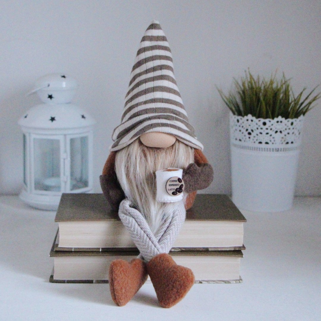 Coffee bar decor Coffee gnomes, Coffee lover gift Nook decor - 咖啡壶/周边 - 棉．麻 咖啡色