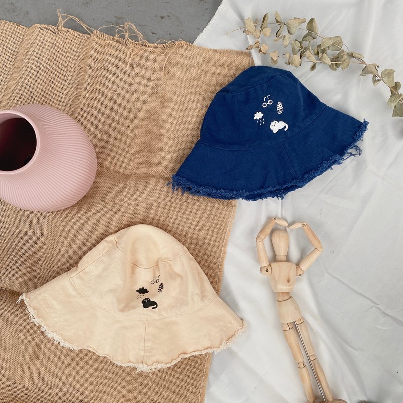 生活所需// 手绘渔夫帽// 蓝 - 帽子 - 其他材质 蓝色