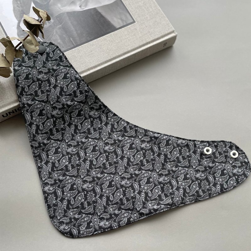 Bib like a scarf STAIF-Primo paisley black (reversible) - 围嘴/口水巾 - 棉．麻 黑色