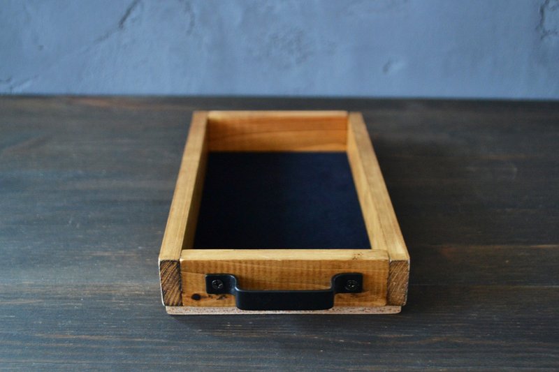 日本国产桧木小托盘 绒布 黑铁制把手 - 其他 - 木头 咖啡色