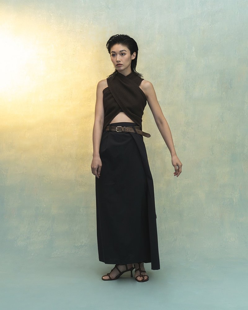 Y 形颈巾 围巾 - 女装上衣 - 羊毛 咖啡色