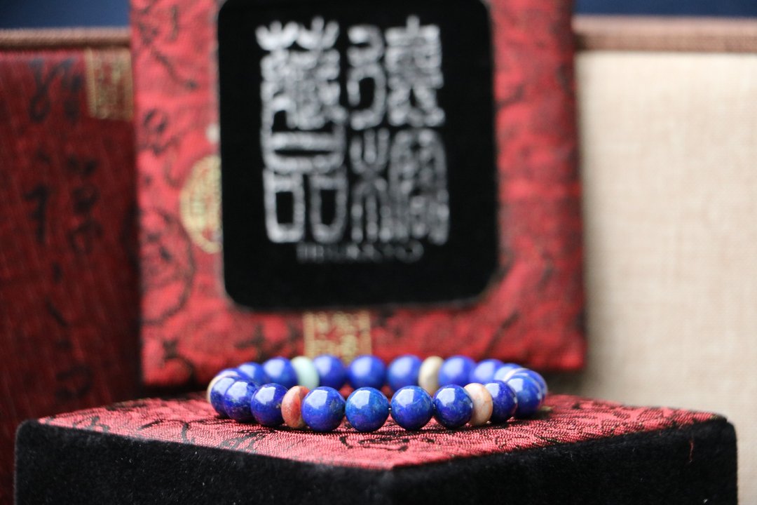 原矿无染色青金石手珠8mm 定制化串珠设计 青金手环佛珠 青金手链 - 手链/手环 - 植物．花 