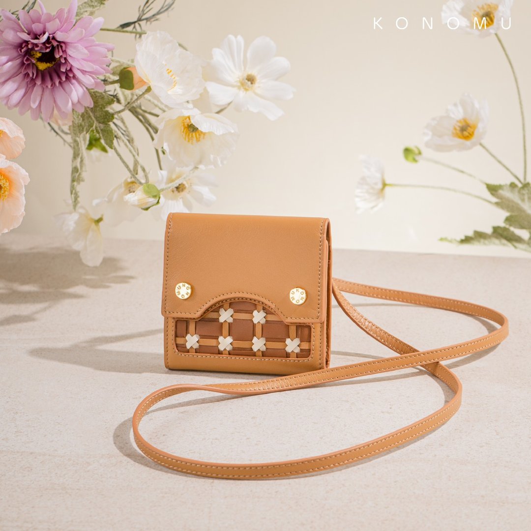 KONOMU || TEPU - CARAMEL || Wallet Bag || With Strap - 皮夹/钱包 - 真皮 咖啡色