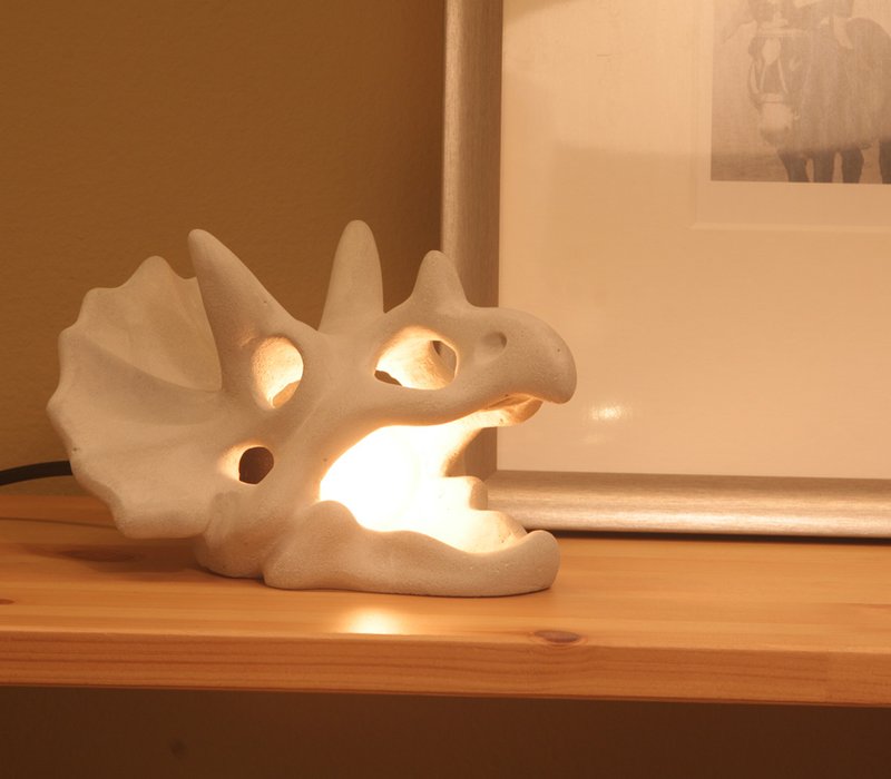 (绝版)远古时代 - 三角龙头骨 夜灯 - 灯具/灯饰 - 水泥 灰色