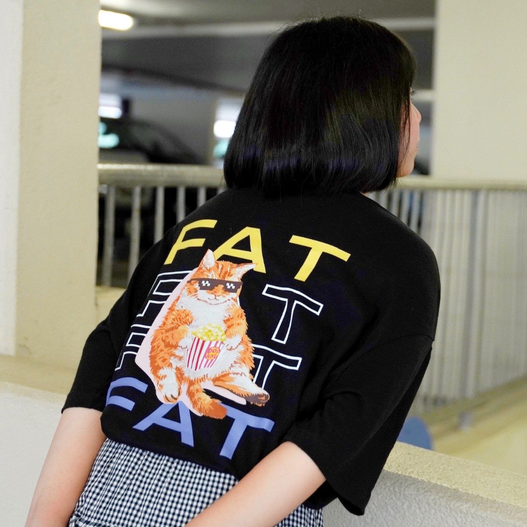 【CREEPS】Stay Fat Cat 宽松重磅印花T恤 210g - 男装上衣/T 恤 - 棉 多色