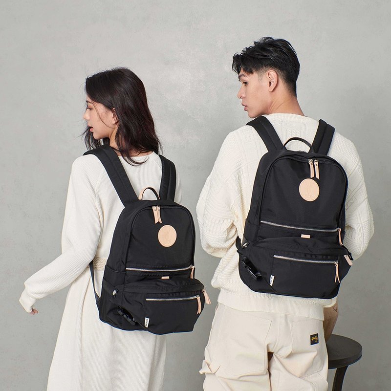 【组合价】NETTA都会轻旅系列 防泼水背包L号 (5色) -后背+胸包 - 后背包/双肩包 - 尼龙 黑色