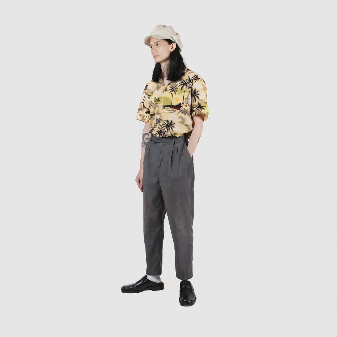 【蛋植物古着】夏威夷日落棉质印花古着衬衫 - 男装衬衫 - 棉 黄色