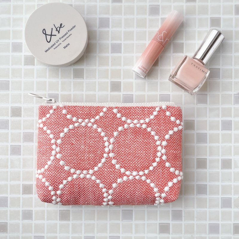 tambourine 化妆包 mina perhonen 手工制作 圆点图案 红色 - 化妆包/杂物包 - 棉．麻 红色