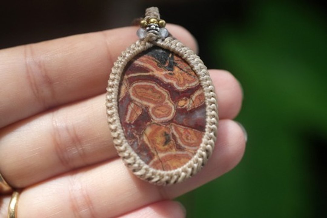 奇幻之海 碧玉 macrame 项链 1817 - 项链 - 宝石 