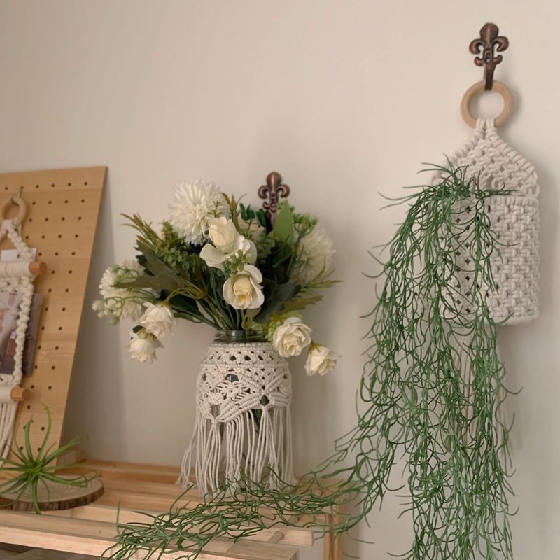 Macrame 波希米亚 半圆 编织 篮 吊饰 - 摆饰 - 棉 多色